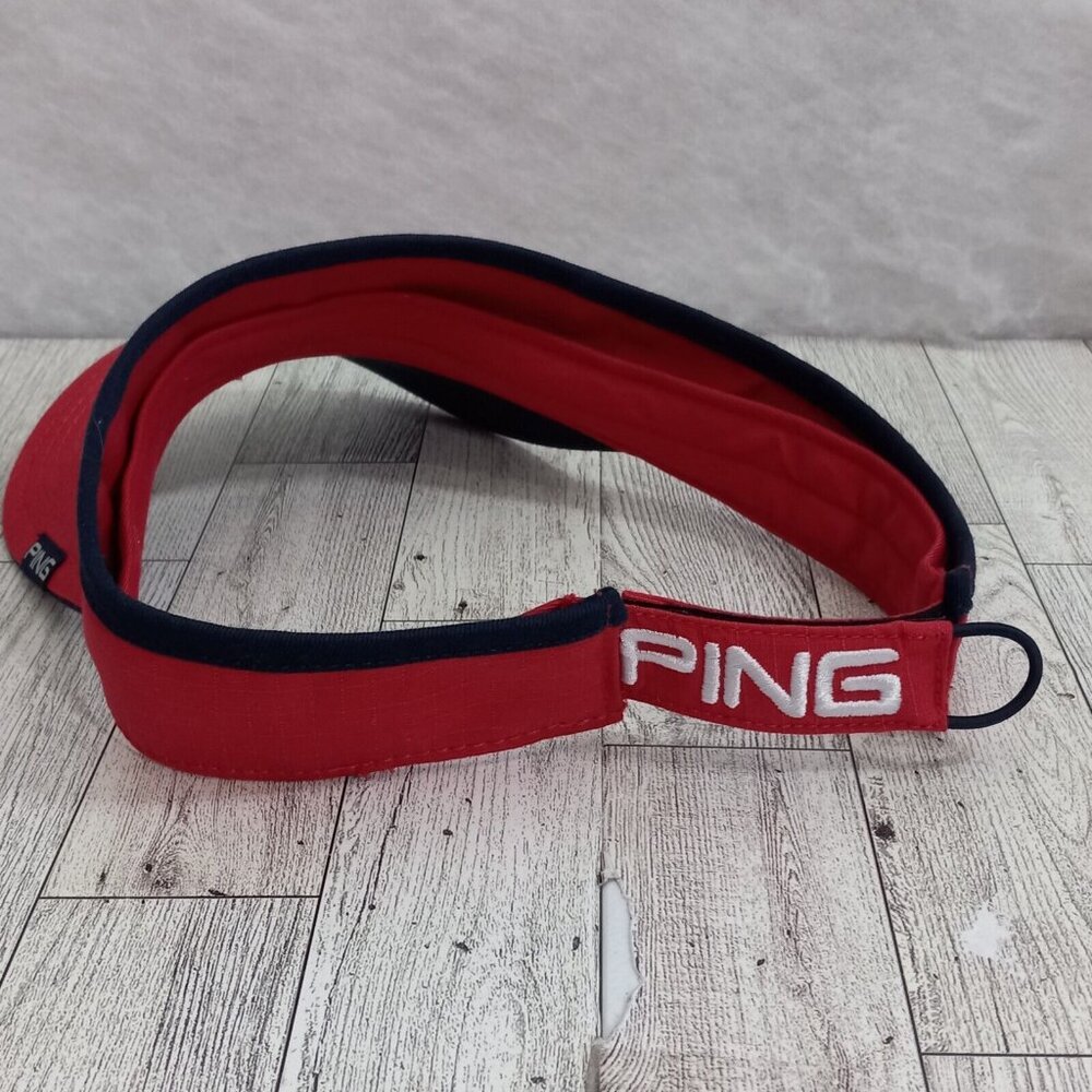 Ping Golf Visor Hat Logo Red Osfa Adjustable Stra… - image 5